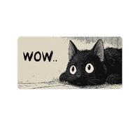 KWQDOZF Cute Black Kawaii Cat Gaming Mouse Pad Non-Slip Rubber Base Large Mousepad with Stitched Edges,Waterproof Washable Mouse Mat for Desk Home Office Gaming 23.6"x11.8"