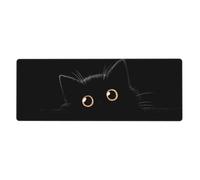 KWQDOZF Cute Black Kawaii Cat Gaming Mouse Pad Non-Slip Rubber Base Large Mousepad with Stitched Edges,Waterproof Washable Mouse Mat for Desk Home Office Gaming 12x31.5in