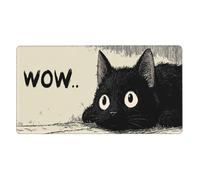 KWQDOZF Cute Black Kawaii Cat Gaming Mouse Pad Non-Slip Rubber Base XL Mousepad with Stitched Edges,Waterproof Washable Mouse Mat for Desk Home Office Gaming 16x29.5in