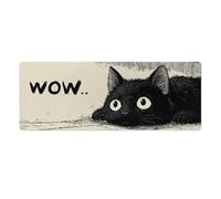 KWQDOZF Cute Black Kawaii Cat Gaming Mouse Pad Non-Slip Rubber Base XL Mousepad with Stitched Edges,Waterproof Washable Mouse Mat for Desk Home Office Gaming 31.5"x11.8"