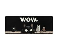 KWQDOZF Cute Black Kawaii Cat Gaming Mouse Pad Non-Slip Rubber Base XL Mousepad with Stitched Edges,Waterproof Washable Mouse Mat for Desk Home Office Gaming 31.5"x11.8"