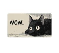 KWQDOZF Cute Black Kawaii Cat Gaming Mouse Pad Non-Slip Rubber Base XXL Mousepad with Stitched Edges,Waterproof Washable Mouse Mat for Desk Home Office Gaming 29.5"x16"