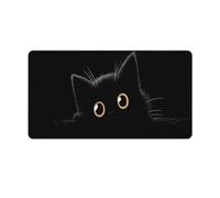 KWQDOZF Cute Black Kawaii Cat Gaming Mouse Pad Non-Slip Rubber Base XXL Mousepad with Stitched Edges,Waterproof Washable Mouse Mat for Desk Home Office Gaming 29.5"x16"