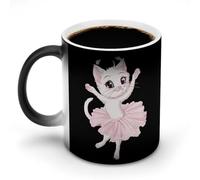 KWQDOZF Cute Cat in Tutu Ballet Dancing Heat Changing Mug Ceramic Mug Personalized Color Changing Mug Coffee Mug Tea Mug Printing Porcelain Mugs