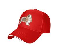 KWQDOZF Cute Cavalier King Charles Spaniel Casual Sandwich Baseball Cap - Breathable Adjustable Unisex Dad Hat Red