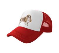 KWQDOZF Cute Cavalier King Charles Spaniel Trucker Hat Mesh Baseball Cap Unisex Red