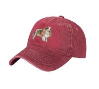 KWQDOZF Cute Cavalier King Charles Spaniel Vintage Western Trucker Hat - Adjustable Baseball Cap Unisex Red