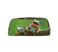 KWQDOZF Cute Frogs Cute Leather Pencil Case for Girls Boys,Print Personalised Pencil Case Stationery Storage Bags