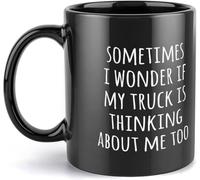 KWQDOZF Cute Funny Ceramic Mug Sometimes I Wonder If My Truck is Thinking About Me Too Coffee Mugs Novelty Coffee Cup Double Side Printed Ceramic Tea Mug 11oz