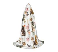 KWQDOZF Cute Kittens And Butterflies Full Length Hooded Cape Halloween Cloak Cloak With Hooded For Halloween Christmas Cosplay Party Costumes For Unisex Teenagers Size55inch