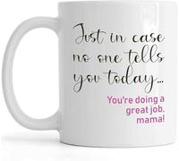 KWQDOZF Cute Mama You're Doing Great Job Coffee Mug Novelty Coffee Mugs Double Side Printed Ceramic Cup for Tea Milk with Handle Gift for Women Men 11oz