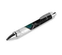 KWQDOZF Cute Smooth Writing Pen Premium Retractable Ballpoint Pen With Quick Dry Ink Abstract Watercolor Painting Gold Blue Turquoise Black White Gray Marble