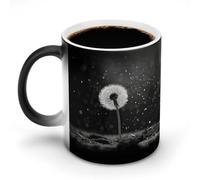 KWQDOZF Dandelion Black and White Printed Heat Sensitive Coffee Mugs Morphing Color Changing Coffee Mug Full Image Revealed When HOT is Added