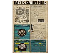 KWQDOZF Darts Knowledge Metal Tin Signs Darts Infographics Reading Posters Darts Player's Guide Retro Plaques Playroom Club Bar Home Wall Decor 8"x12"