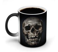 KWQDOZF Death Skull Printed Heat Sensitive Coffee Mugs Morphing Color Changing Coffee Mug Full Image Revealed When HOT is Added
