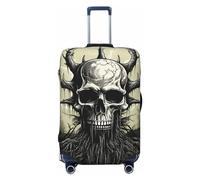 KWQDOZF Demon Abstract Skull Death Dark Black Elastic Travel Luggage Cover Travel Suitcase Cover for Trunk Case 19''-32'' Luggage Protective Cover