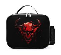 KWQDOZF Drippy Evil Skull Metal Death Portable Lunch Box Bag Tote Reusable Insulated Lunchbox Containers Leakproof Work Picnic