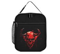 KWQDOZF Drippy Evil Skull Metal Death Portable Lunch Box Bag Tote Reusable Leakproof Insulated Lunchbox for Work Beach Picnic