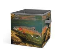 KWQDOZF Durable Storage Basket Folding In The Water Organism Printing Storage Bins Fabric Cube Organizer With Handle For Closet Utility Room