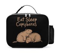 KWQDOZF Eat Sleep Capybaras Portable Lunch Box Bag Tote Reusable Insulated Lunchbox Containers Leakproof Work Picnic