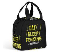 KWQDOZF Eat Sleep Fencing Repeat Lunch Box Bag Tote for Women Men Insulated Lunchbox Containers Work Picnic Travel
