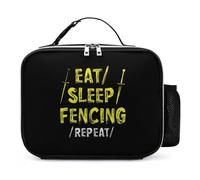 KWQDOZF Eat Sleep Fencing Repeat Portable Lunch Box Bag Tote Reusable Insulated Lunchbox Containers Leakproof Work Picnic