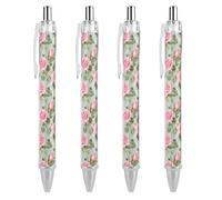 KWQDOZF Elegant Watercolor Roses Retractable Ballpoint Pen Black Ink 0.5mm Fine Point Pens Office Supplies for Teacher Nurse