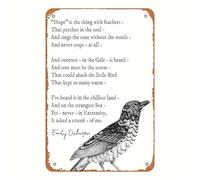 KWQDOZF Emily Dickinson's 'Hope is the Thing with Feathers' Inspirational Poem Vintage Metal Tin Sign, Wall Decor, 12x8 inches