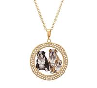 KWQDOZF English Bulldogs Print Necklace,dainty post Faux Diamond