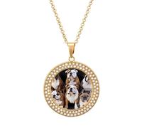 KWQDOZF English Bulldogs Print Necklace,dainty post Faux Diamond