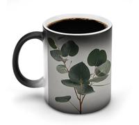KWQDOZF Eucalyptus Leaves Printed Heat Sensitive Coffee Mugs Morphing Color Changing Coffee Mug Full Image Revealed When HOT is Added