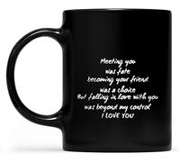 KWQDOZF Falling in Love with You was Beyond My Control Relationship Gift Coffee Mugs Novelty Coffee Cup Double Side Printed Ceramic Tea Mug for Mom Dad Friend Wife Husband Gift 11oz