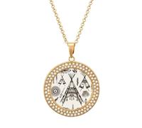 KWQDOZF Feather Head Band Teepee Tent Print Necklace,dainty post Faux Diamond