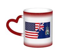 KWQDOZF Flag of Ascension Island and America Mug Ceramic Heat Sensitive Color Changing Mug Insulated Mug Novelty Unique Travel Mugs Home Mugs 11 OZ