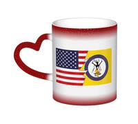 KWQDOZF Flag of The Mescalero Apache Tribe and America Mug Ceramic Heat Sensitive Color Changing Mug Insulated Mug Novelty Unique Travel Mugs Home Mugs 11 OZ