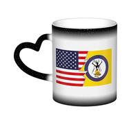 KWQDOZF Flag of The Mescalero Apache Tribe and America Mug Ceramic Heat Sensitive Color Changing Mug Insulated Mug Novelty Unique Travel Mugs Home Mugs 11 OZ