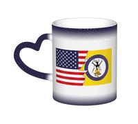 KWQDOZF Flag of The Mescalero Apache Tribe and America Mug Ceramic Heat Sensitive Color Changing Mug Insulated Mug Novelty Unique Travel Mugs Home Mugs 11 OZ