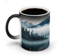 KWQDOZF Foggy Mountains Landscape Printed Heat Sensitive Coffee Mugs Morphing Color Changing Coffee Mug Full Image Revealed When HOT is Added