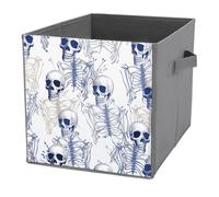 KWQDOZF Foldable Storage Cubes with Handles Blue Skeleton Pattern Pattern Cube Bins for Organizing Clothes, Books - Storage Baskets for Shelves, Closets
