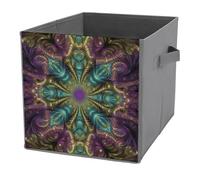 KWQDOZF Foldable Storage Cubes with Handles Fractal Art Pattern Cube Bins for Organizing Clothes, Books - Storage Baskets for Shelves, Closets