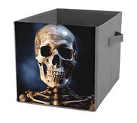 KWQDOZF Foldable Storage Cubes with Handles Skeleton Pattern Cube Bins for Organizing Clothes, Books - Storage Baskets for Shelves, Closets