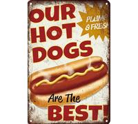 KWQDOZF Food Our Hot Dogs Are The Best Plump & Fresh, Metal Wall Signs Tin Plaques 8x12 Inch Bar Kitchen Home Man Cave Bedroom Lounge Dining Room Kitchen Coffee Bar Gifts