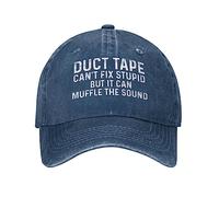 KWQDOZF Funny Cap Duct Tape It Cant Fix Stupids Hat Men Baseball Caps Vintage Cap Navy Blue