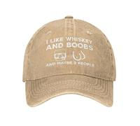 KWQDOZF Funny Cap I Like Whiskey and Boobs and Maybe 3 People Hat for Women Baseball Hat Cool Caps Natural