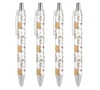 KWQDOZF Funny Cute Animal Guinea Pig Ballpoint Pens Fine Point (0.5mm) Retractable Smooth Writing Pens Black Ink Gel Pens 4 PCS