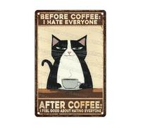 KWQDOZF Funny Signs Coffee Cat Before Coffee I Hate Everyone Metal Tin Sign Wall Decor For Kitchen Home Yard Garden Bar Farmhouse 8x12 Inch