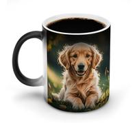 KWQDOZF Golden Retrievers Printed Heat Sensitive Coffee Mugs Morphing Color Changing Coffee Mug Full Image Revealed When HOT is Added