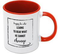KWQDOZF Happy He Who Learns to Bear What He Cannot Change Coffee Mugs Novelty Coffee Cup Double Side Printed Ceramic Tea Mug for Mom Dad Friend Wife Husband Gift 11oz