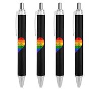 KWQDOZF He Him His Pride Flag Ballpoint Pens Fine Point (0.5mm) Retractable Smooth Writing Pens Black Ink Gel Pens 4 PCS