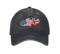 KWQDOZF Heart USA American and British Britain Flag Vintage Washed Baseball Cap for Men Women Classic Adjustable Cotton Trucker Hat D